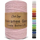 OurTop Premium Makramee Garn Blush, 2mm x 500m Macrame Cord Makramee Schnur Makramee Kordel, Garn für DIY Handwerk, Weben Dekoration, Hängepflanze Pflanze Aufhänger