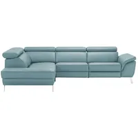 uno Ecksofa Leder  Dallas , blau , Maße (cm): B: 283 H: 74 T: 228.0