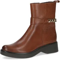 CAPRICE Damen Stiefeletten aus Leder mit Blockabsatz, Braun (Cognac Comb), 42 EU