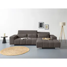 Cotta Ecksofa COTTA "Orion L-Form", schwarz (charcoal), B:307cm H:73cm T:186cm, 100% Polyester, Sofas, Ecksofa, mit 2x Kopfteilverstellung & 3 Nierenkissen