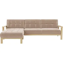 Ecksofa SIT & MORE "Billund L-Form", beige, B:264cm H:88cm T:183cm, 100% Polyester, Sofas, Armlehnen aus Buchenholz in natur, verschiedene Bezüge und Farben