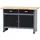 KÜPPER Werkbank Massive Buchenarbeitsplatte 120 cm x 84 cm x 60 cm schwarz 2 Schubladen 2 Türen