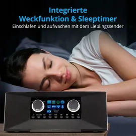 Medion P85333 Internetradio mit DAB+ (WLAN, UKW, Spotify Connect, Amazon Music, DLNA, USB, Kopfhörer-Anschluss, AUX, Stereo Line-Out Cinch, Sleep Timer) schwarz