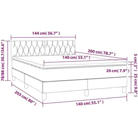 vidaXL Boxspringbett 140 x 200 cm Taupe