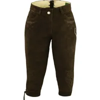 Fuente Leather Wears Trachtenhose Lederhose für Damen, Kniebund, Wildbock, Braun, Beigeoliv, Stickerei braun 34 Damen