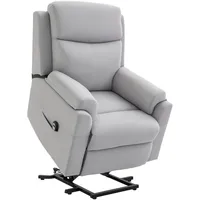 Homcom Aufstehsessel elektrisch Leinen 77 x 102 x 83 cm Grau mit Fernbedienung