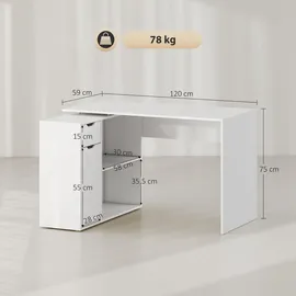 Homcom Eckschreibtisch 120 x 96 x 75 cm Weiß