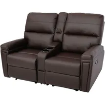 Mendler 2er Kinosessel HWC-K17, Relaxsessel Fernsehsessel Sofa, Nosagfederung Getränkehalter Fach ~ Kunstleder braun