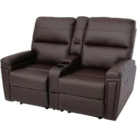 Mendler 2er Kinosessel HWC-K17, Relaxsessel Fernsehsessel Sofa, Nosagfederung Getränkehalter Fach ~ Kunstleder braun
