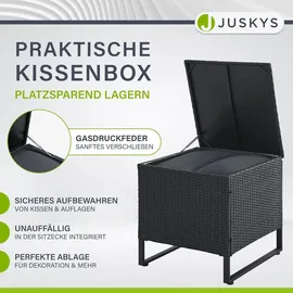 Juskys Polyrattan Lounge Santorini - Outdoor Sitzecke mit Beistelltisch & Auflagenbox - Schwarz