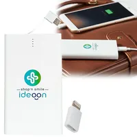 ideoon Kompakte Powerbank USB-C (4.000mAh) – Ultra-Slim Powerbank mit fest integriertem Kabel & Adapter – Mobiler Akku-Boost