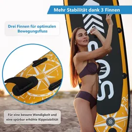 24move 24MOVE® Standup Paddle Board SUP, inkl. umfangreichem Zubehör, Paddel und Hochdruckpumpe, ORANGE, 366x80x15cm