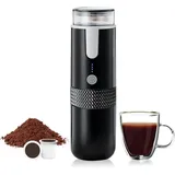 Focket Tragbare Espressomaschine, 2-in-1-Mini-Elektro-Reisekaffeemaschine, Wiederaufladbare Kaffeemaschine, Espressomaschine, Kompatibel mit und Gemahlenem Kaffee, Manuell Betriebene Tragbare für Camping,