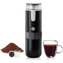 Focket Tragbare Espressomaschine, 2-in-1-Mini-Elektro-Reisekaffeemaschine, Wiederaufladbare Kaffeemaschine, Espressomaschine, Kompatibel mit und Gemahlenem Kaffee, Manuell Betriebene Tragbare für Camping,