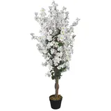 Decovego Kunstpflanze Kirschbaum, Kunstbaum im Topf, mit Echtholzstamm, Höhe 120 cm