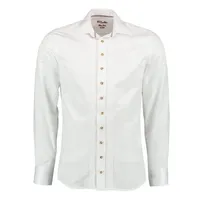 OS Trachten Trachtenhemd Sneno Herren Langarmhemd mit 2x5 Biesen weiß 47/48