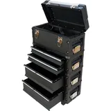 ALEOS. Metall Werkzeugtrolley Werkstattwagen XXL Type: B2-B BLACK EDITION schwarz mit Schubladenverriegelung und Schloss