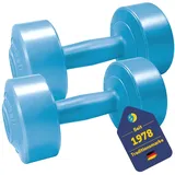 BEST SPORTING Gymnastik Hantelset I Verschiedene Gewichtsausführungen I 2 Hanteln mit je 2 kg, 3 kg oder 5 kg I Farbe in Blau oder Grau I Kunststoffummantelung I Zementfüllung
