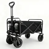 Sanycasa Bollerwagen faltbar 200L 200KG Tragkraft Gelände Strand geeingenet Bollerwagen mit Bremsen robuster Verstellbarer Griff mit Transporttasche, Schwarz