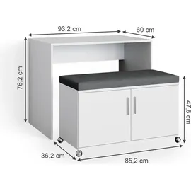 Vicco Schreibtisch Flona Weiß, 93.2 cm,