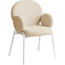 Tectake Stuhl, gepolstert mit Bouclé-Bezug, runde Stahlbeine, Belastbarkeit 120 kg, 61,5 x 62 x 90 cm