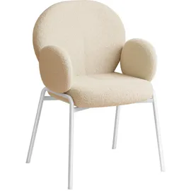 Tectake Stuhl, gepolstert mit Bouclé-Bezug, runde Stahlbeine, Belastbarkeit 120 kg, 61,5 x 62 x 90 cm