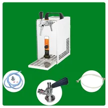 ich-zapfe Komplett Set - Zapfanlage, Bierzapfanlage, Bierzapfen PYGMY 20/K mit Membranpumpe, 1-leitig Trockenkühlgerät aus Edelstahl, 25 Liter/h, Green Line, Zapfkopf:5 Liter Adapter