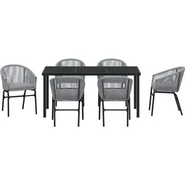 vidaXL Garten Essgruppe 7 pcs Anthrazit Pulverbeschichteter Stahl - Grau