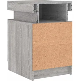 vidaXL Nachttisch mit LED-Leuchten Grau Sonoma 35x39x55 cm
