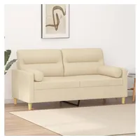 VidaXL 2-Sitzer-Sofa mit Zierkissen Creme 140 cm Stoff