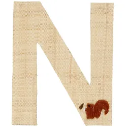 RICE Raffia Buchstaben Sticker, N, Eichhörnchen