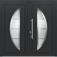 Kunststoff Doppel Haustür "LIA" 71 mm Anthrazit RAL 7016 beidseitig innen öffnend DIN links