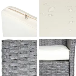 Mendler Poly-Rattan Gartenbank Halden, Sitzbank Bank ~ grau, Kissen creme