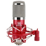Pronomic CM-100R Studio Großmembranmikrofon XLR-Kondensatormikrofon (mit Mikrofonspinne, Etui, Windschutz, Reduziergewinde) rot