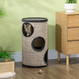 PawHut Kratztonne mit 3 Höhlen 70cm