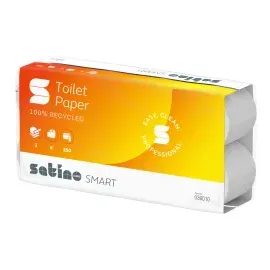 Satino by wepa Toilettenpapier SMART 3-lagig Recyclingpapier, 8 Rollen