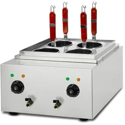VERTES Gastro Nudelkocher aus Edelstahl, elektrisch, 2×1700 W, 2×  L Becken, 4 Körbe, 2 Ablasshähne, Temperaturregelung