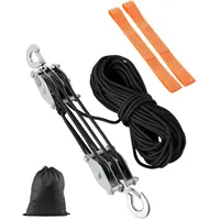Vevor Flaschenzug mit 2 T Bruchfestigkeit, 30 m, 5:1 Hubkraft, Hochleistungs-Seilzug mit 2 weichen Schlaufen, Metallrad-Lagerstruktur, Umlenkrolle Universalseilzug zum Heben schwerer Gegenstände
