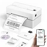 KNAON Bluetooth Etikettendrucker, 4x6 Thermodrucker Label Printer, Labeldrucker Versandetiketten Drucker für DHL UPS DPD FedEx, Etsy Shopify, Weiß