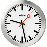 PEWETA Wanduhr Bahnhof weiß silber Aluminium, Ø 30,0 cm