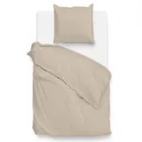 Bettwäsche ZO HOME "Satinado", beige (forest sand), B/L: 135cm x 200cm, 1 Stk., 1 Stk., Mako-Satin, B/L: 80cm x 80cm, 1 Stk., Mako-Satin, Obermaterial: 100% Baumwolle, Bettwäsche, Bettwäsche aus 100% Baumwolle, hochwertige Mako-Satin