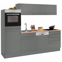 OPTIFIT Küche »Bern«, Breite 240 cm, ohne E-Geräte, Stärke der Arbeitsplatte wählbar, grau