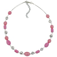 Gallay Perlenkette Drahtkette mit Glasperlen altrosa und silber-verspiegelt 42cm (1-tlg) rosa
