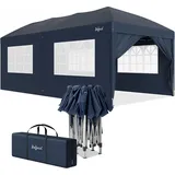 Zelsius Faltbarer Pavillon 3x6 m mit Seitenwänden, Blau, Faltpavillon UV30, Gartenzelt faltbar - Blau