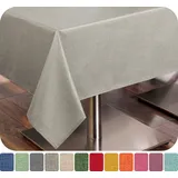 Beautex Tischdecke Leinenoptik wasserabweisend, fleckabweisend und pflegeleicht (1-tlg) silberfarben Rund | 140 cm x 140 cm
