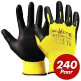 wilpeg® Nitril-Handschuhe W2120F Nylon-Strickhandschuhe PU Feel für Garten - VPE 240 Paar (Spar-Set) gelb|schwarz 12