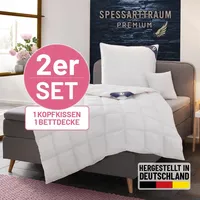 SPESSARTTRAUM Gänsedaunenbettdecke + Kopfkissen "Premium******", weiß, B/L: 135cm x 200cm Anzahl Teile 1, B/L: 80cm x 80cm Anzahl Teile 1, Bezug: Baumwolle Füllung: Gänsedaune/-feder, leicht, Bettdecken Bezug: 100% Baumwolle. Kopfkissen Bezug: 100% Baumwolle.