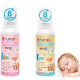 Brunoko Anti-Mücken-Spray für Babys schützt vor Mücken und Bettwanzen geeignet für Körper und Gesicht von Säuglingen Baby-Lotion 8 Stunden Schutz vor Tigermücken 100ml Rosa oder Grün - One-Size