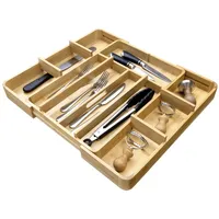 Navaris Besteckkasten Bambus - Flexibles Design mit 5-11 Fächern
