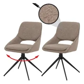 Mendler 2er-Set Esszimmerstuhl HWC-N73, Küchenstuhl, drehbar Auto-Return, Stoff/Textil Boucle (540g/m2) Öko-Tex ~ Beige
